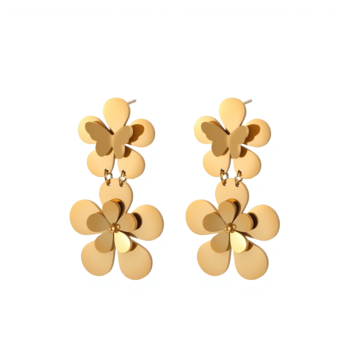 Flower Butterfly Stainless Steel Earrings For Women