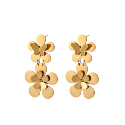 Flower Butterfly Stainless Steel Earrings For Women