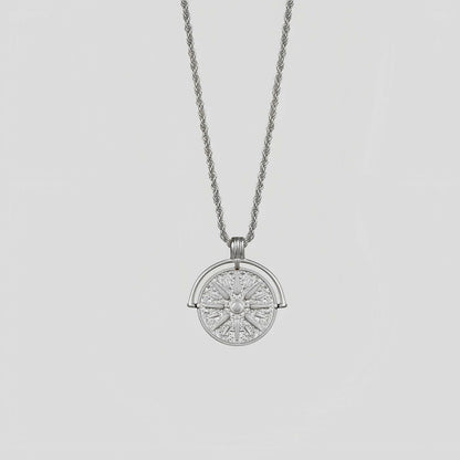 Women's All-match Titanium Steel SUNFLOWER Round Embossed Pendant Necklace