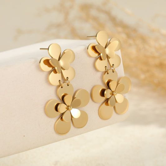 Flower Butterfly Stainless Steel Earrings For Women