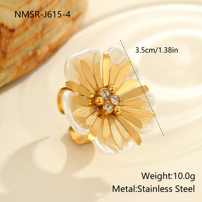 Trendy Dopamine Color Flower Ring Sweet Personality