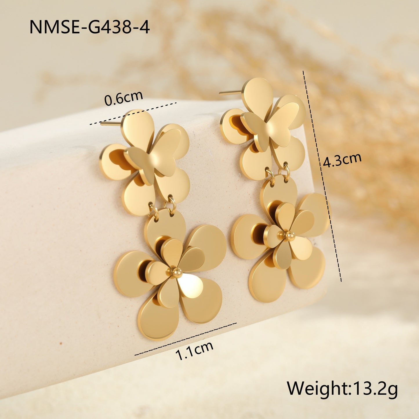Flower Butterfly Stainless Steel Earrings For Women