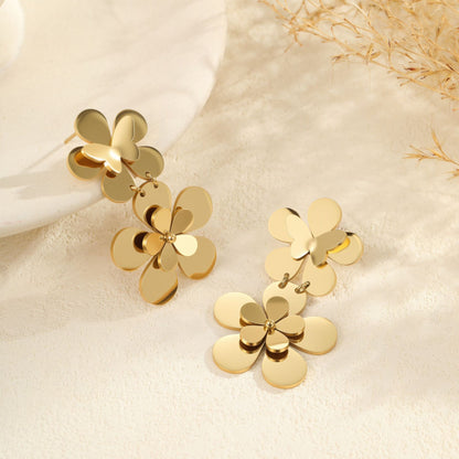 Flower Butterfly Stainless Steel Earrings For Women